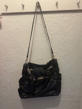 Michael Kors Black Shoulder Bag with Gold Hardware